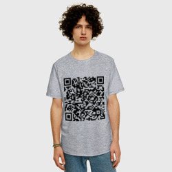 Мужская футболка хлопок Oversize QR-код Скала Джонсон - фото 2