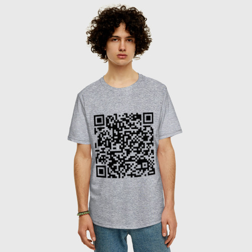 Мужская футболка хлопок Oversize QR-код Скала Джонсон, цвет меланж - фото 3