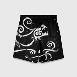Детские спортивные шорты 3D Татуировка Дракена white and black