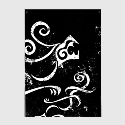 Постер Татуировка Дракена white and black