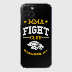 Чехол для iPhone 15 силиконовый с защитой камеры ММА fight club
