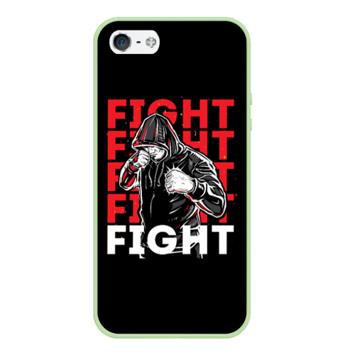 Чехол для iPhone 5/5S матовый Fight fight fight, цвет салатовый