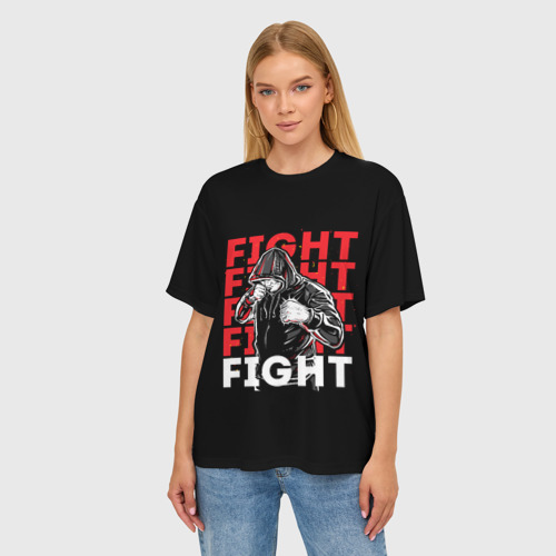 Женская футболка oversize 3D Fight fight fight, цвет 3D печать - фото 3