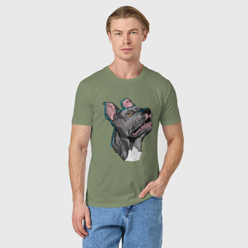 Мужская футболка хлопок Шикарный Американский питбультерьер, цвет авокадо - фото 3