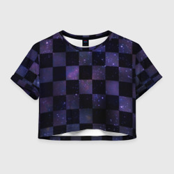 Женская футболка Crop-top 3D Space Neon Chessboard