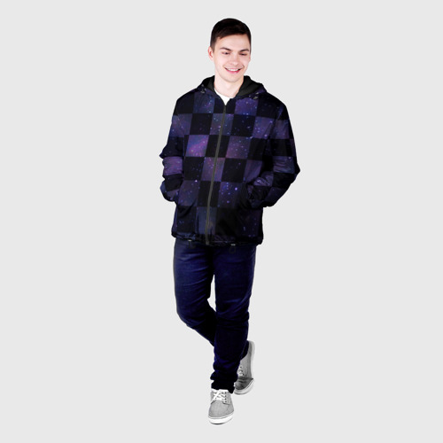Мужская куртка 3D Space Neon Chessboard, цвет 3D печать - фото 3