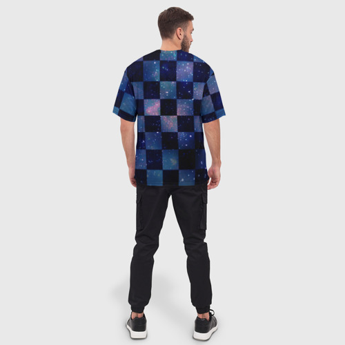 Мужская футболка oversize 3D Space Neon Chessboard, цвет 3D печать - фото 4