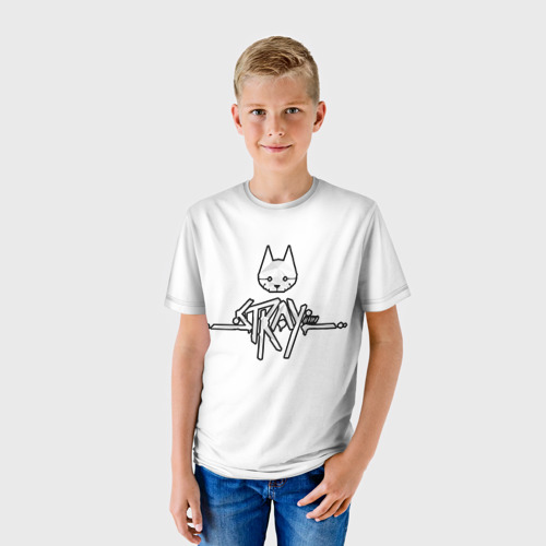 Детская футболка 3D с принтом Логотип Stray, фото на моделе #1