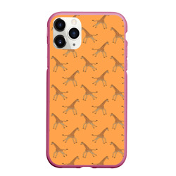 Чехол для iPhone 11 Pro Max матовый Жирафы паттерн