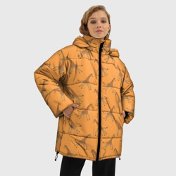 Женская зимняя куртка Oversize Жирафы паттерн - фото 2
