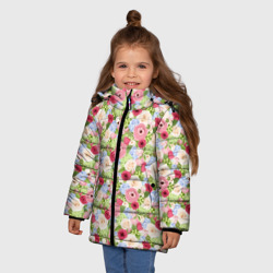 Зимняя куртка для девочек 3D Разные Красивые Цветы - фото 2