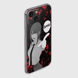 Чехол для iPhone 15 силиконовый с защитой камеры Человек Бензопила Макима Стреляет Bang - фото 2