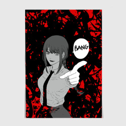 Постер Человек Бензопила Макима Стреляет Bang