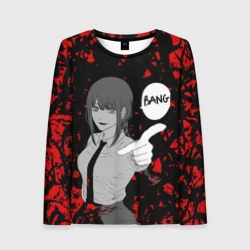 Женский лонгслив 3D Человек Бензопила Макима Стреляет Bang