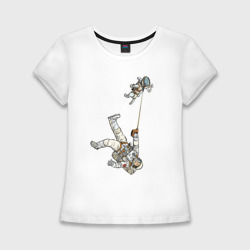 Женская футболка хлопок Slim Космическое выгуливание пса