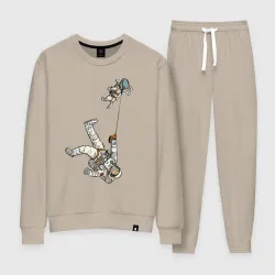 Женский костюм хлопок Космическое выгуливание пса