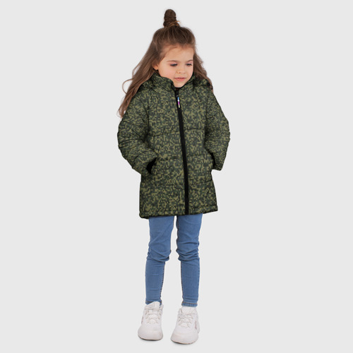 Зимняя куртка для девочек 3D Цифра Флора пиксельный камуфляж, цвет черный - фото 5