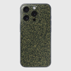 Чехол для iPhone 15 Pro Max силиконовый с защитой камеры Цифра Флора пиксельный камуфляж