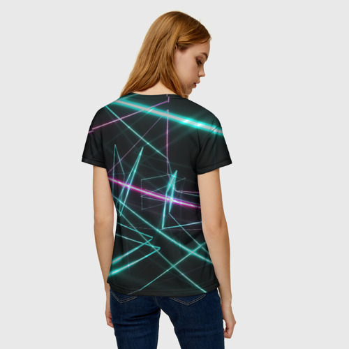 Женская футболка 3D с принтом Лазерная композиция, вид сзади #2