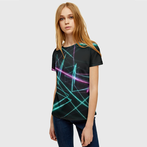 Женская футболка 3D с принтом Лазерная композиция, фото на моделе #1