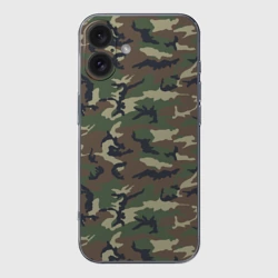 Чехол для iPhone 16 силиконовый с защитой камеры Камуфляж - Camouflage