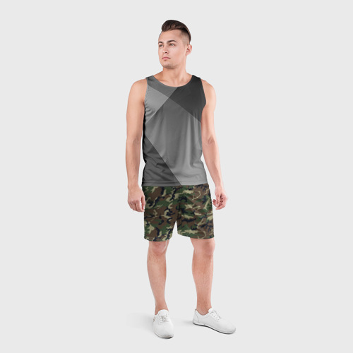 Мужские шорты спортивные с принтом Камуфляж - (Camouflage), вид сбоку #3