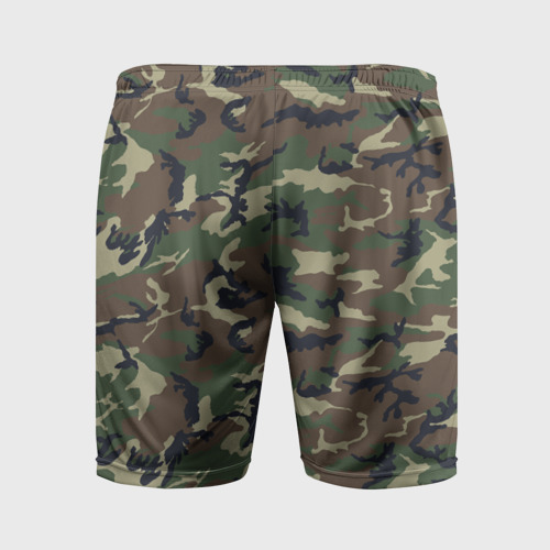 Мужские шорты спортивные с принтом Камуфляж - (Camouflage), вид сзади #1