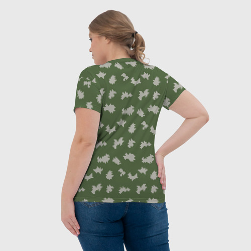 Женская футболка 3D с принтом Камуфляж Берёзка, вид сзади #2
