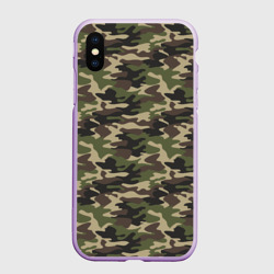 Чехол для iPhone XS Max матовый Лесной Камуфляж Camouflage
