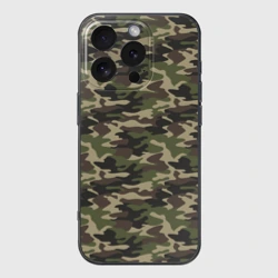 Чехол для iPhone 16 Pro Max силиконовый с защитой камеры Лесной Камуфляж Camouflage