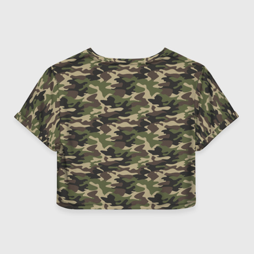 Женская футболка Crop-top 3D Лесной Камуфляж Camouflage, цвет 3D печать - фото 2