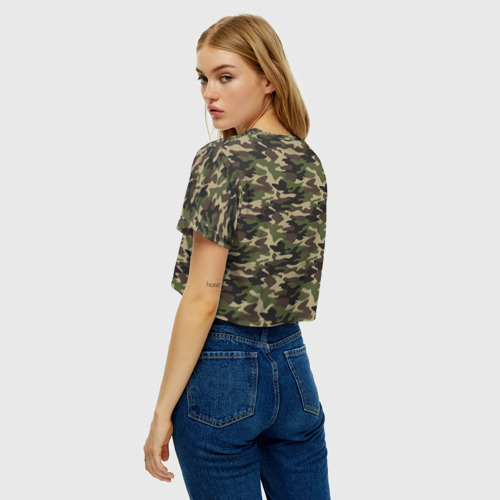 Женская футболка Crop-top 3D Лесной Камуфляж Camouflage, цвет 3D печать - фото 5