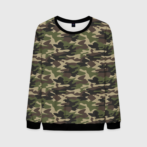 Мужской свитшот 3D Лесной Камуфляж Camouflage, цвет черный
