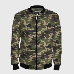 Мужской бомбер 3D Лесной Камуфляж Camouflage