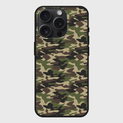 Чехол силиконовый для Apple iPhone 15 Pro матовый Лесной Камуфляж Camouflage