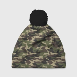 Шапка 3D c помпоном Лесной Камуфляж Camouflage