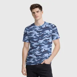 Мужская футболка 3D Синий Камуфляж Camouflage - фото 2