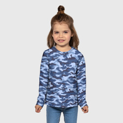 Детский лонгслив 3D Синий Камуфляж Camouflage - фото 2