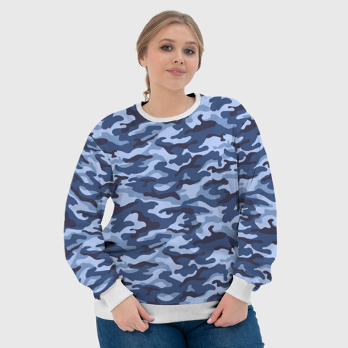 Женский свитшот 3D Синий Камуфляж Camouflage, цвет 3D печать - фото 6