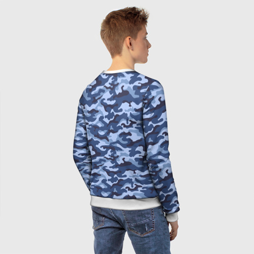 Детский свитшот 3D Синий Камуфляж Camouflage, цвет 3D печать - фото 4