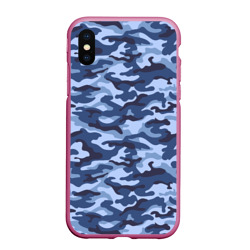 Чехол для iPhone XS Max матовый Синий Камуфляж Camouflage