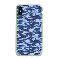 Чехол для iPhone XS Max матовый Синий Камуфляж Camouflage