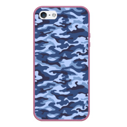 Чехол для iPhone 5/5S матовый Синий Камуфляж Camouflage