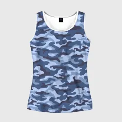 Женская майка 3D Синий Камуфляж Camouflage