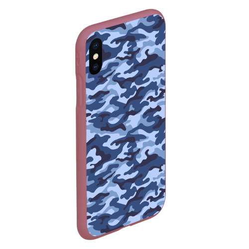 Чехол для iPhone XS Max матовый Синий Камуфляж Camouflage, цвет малиновый - фото 3
