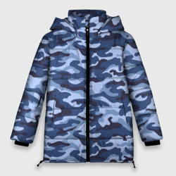 Женская зимняя куртка Oversize Синий Камуфляж Camouflage