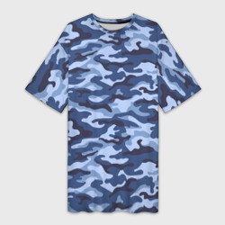 Платье-футболка 3D Синий Камуфляж Camouflage