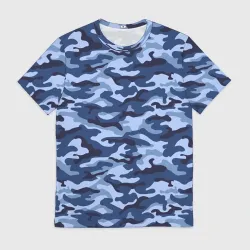 Мужская футболка 3D Синий Камуфляж Camouflage
