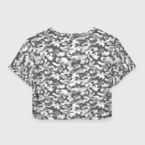 Женская футболка Crop-top 3D Серый Городской Камуфляж, цвет 3D печать - фото 2
