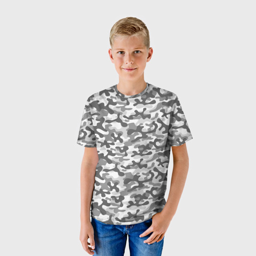 Детская футболка 3D Серый Городской Камуфляж, цвет 3D печать - фото 3
